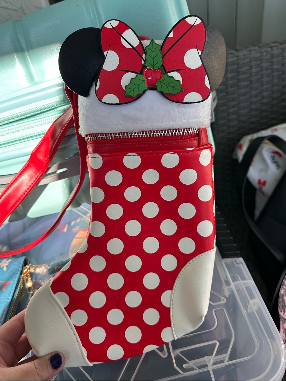 Disney Minnie Mouse Christmas Stocking Loungefly Crossbody Purse